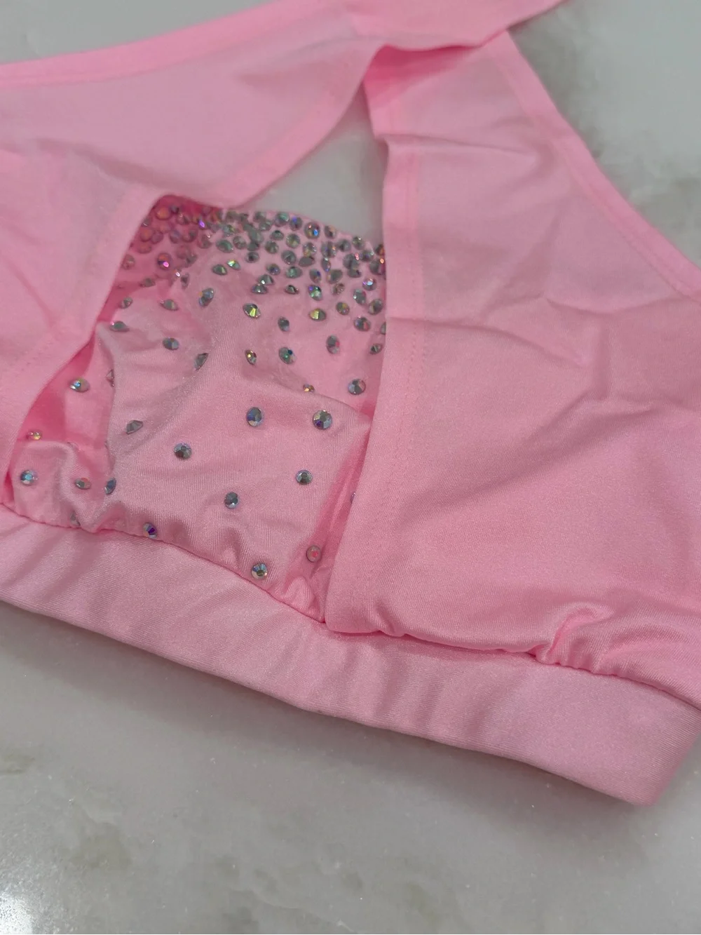 Soft Pink Dallaswear Halter Neck Rhinestone Top & Shorts NFL Dance Audition Set